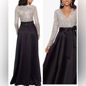 Xscape 3352X Long Sleeve Sequin Top Ballgown Skirt size 8